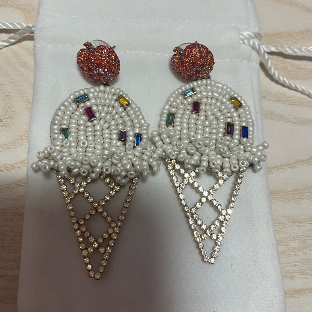 Baublebar ice cream cone drop earrings white